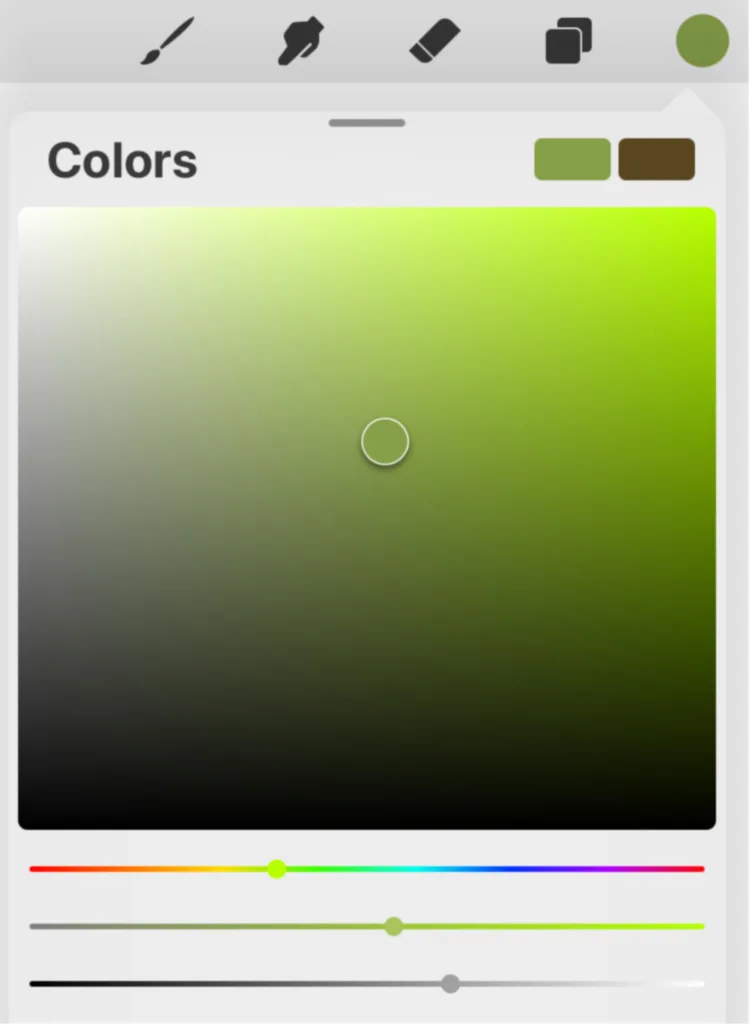 Procreate hue saturation value tool box